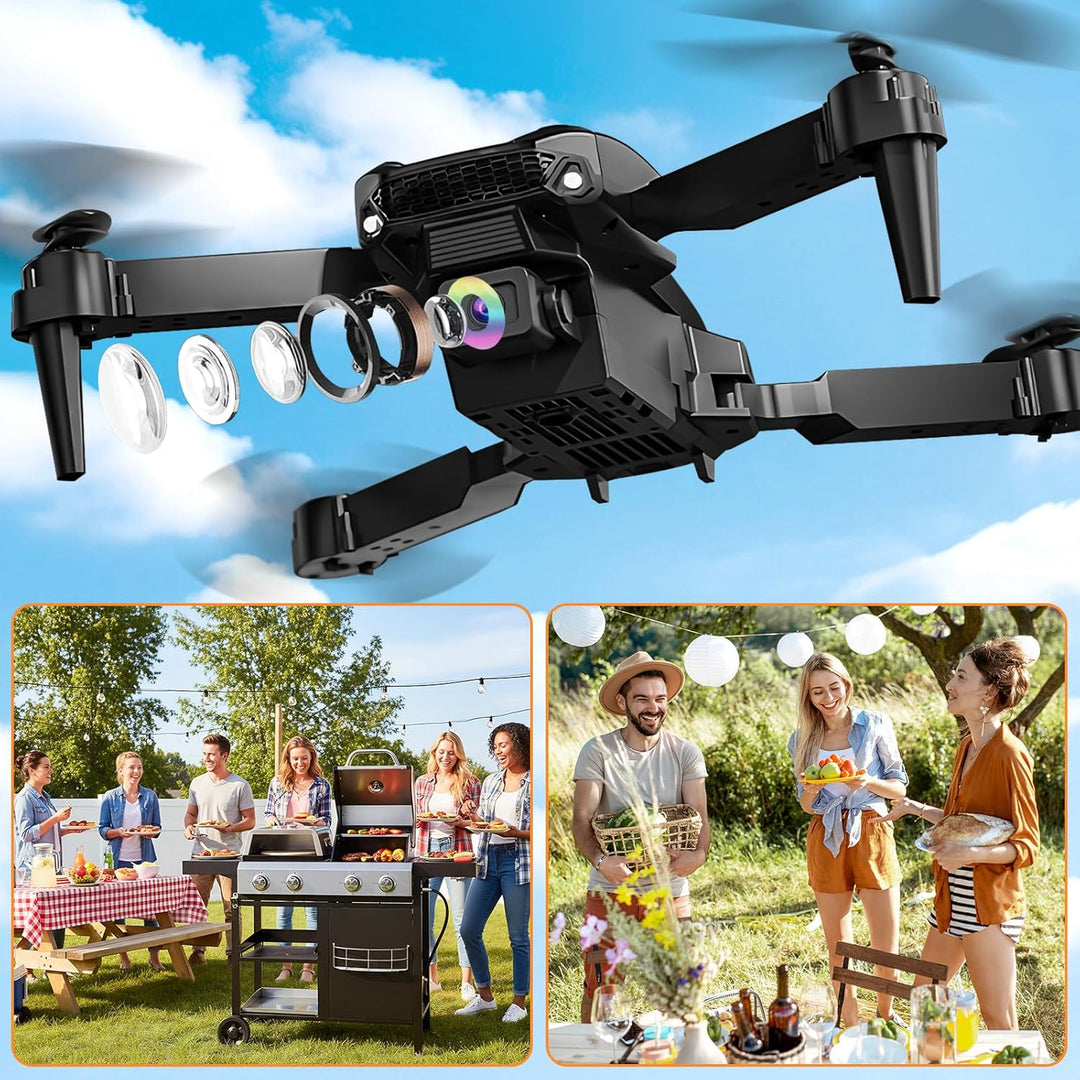 Reichweite faltbare Drohne mit Kamera für Anfänger – 60+ Min.Flugzeit,WiFi FPV Quadrocopter mit 4K H