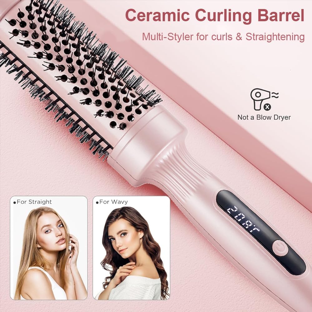 Thermal Brush Lockenbürste, 38 mm Thermobürste Keramik, Hot Brush Rundbürste mit Hitze, Wärmebürste