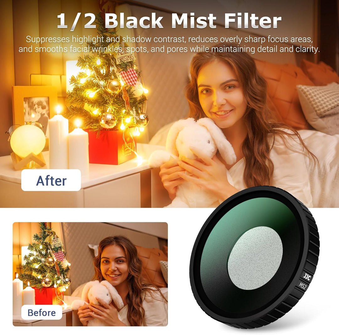JJC Osmo Action 6 Black Mist 1/2 Filter,Black Diffusion Filter für DJI Osmo Action 6 mit Filteretui