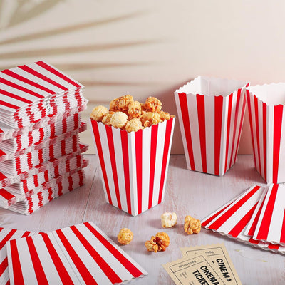 100 Stück Popcorn Tüten, 11,5x7x5 cm Popcorntüten Klein Popcorn Boxen Rot Weiss Snacktüten Süssigkei