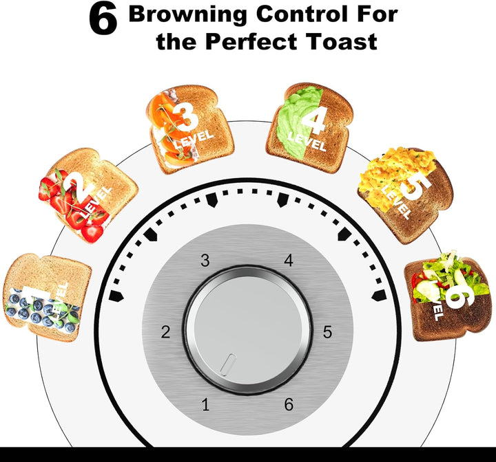 Toaster 4 Scheiben, Doppel-Langschlitztoaster Brötchenaufsatz Krümelschublade LCD Display mit Restze
