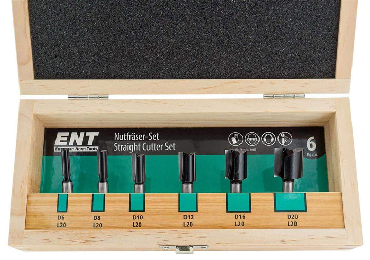 ENT 09006 6-tlg. Nutfräser Set Hartmetall - Ø 6-8-10-12-16-20 - Schaft Ø 8 mm
