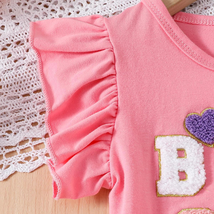Kleinkind Baby Mädchen Geburtstag Outfit Birthday Girl Buchstabenstickerei T-Shirt Tutu Tüllrock Set