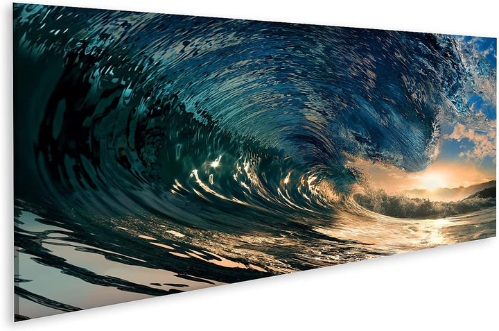 islandburner Bild auf Leinwand Sonnenuntergang Strand Ozean Welle Bilder Wandbilder Poster Leinwand