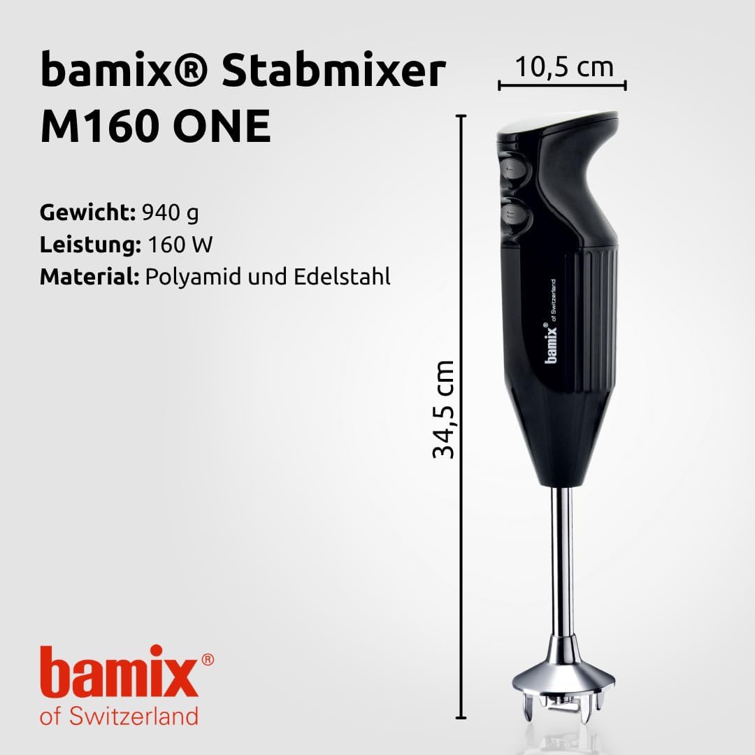 bamix Stabmixer Set M160 ONE inkl. Multifunktionsmesser aus Edelstahl, 160 Watt, 2-Stufen, Made in S