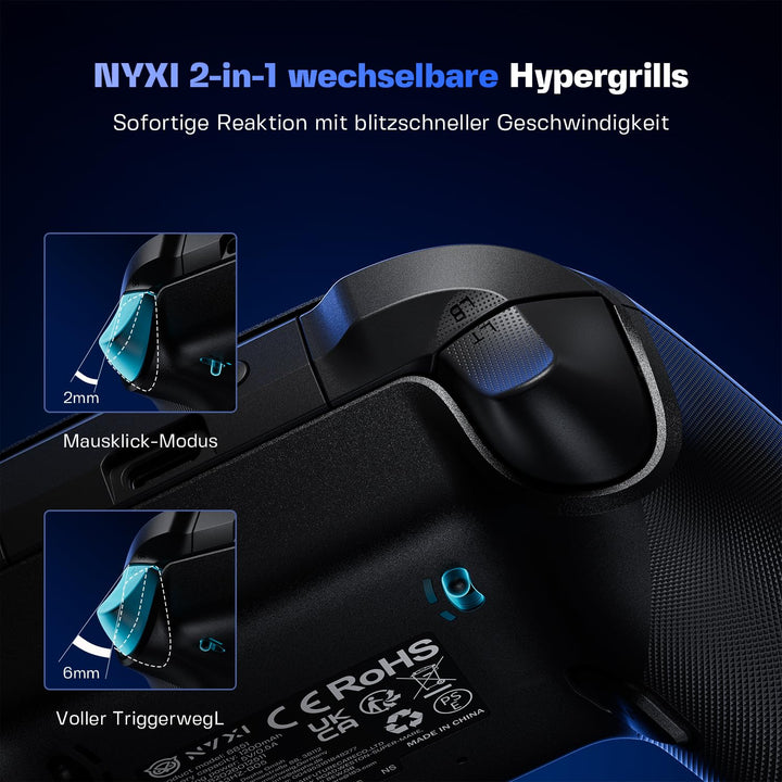NYXI Imperial PC Gaming Controller mit Einstellbarer TMR Joysticks (Null-Drift), Austauschbare ABXY-