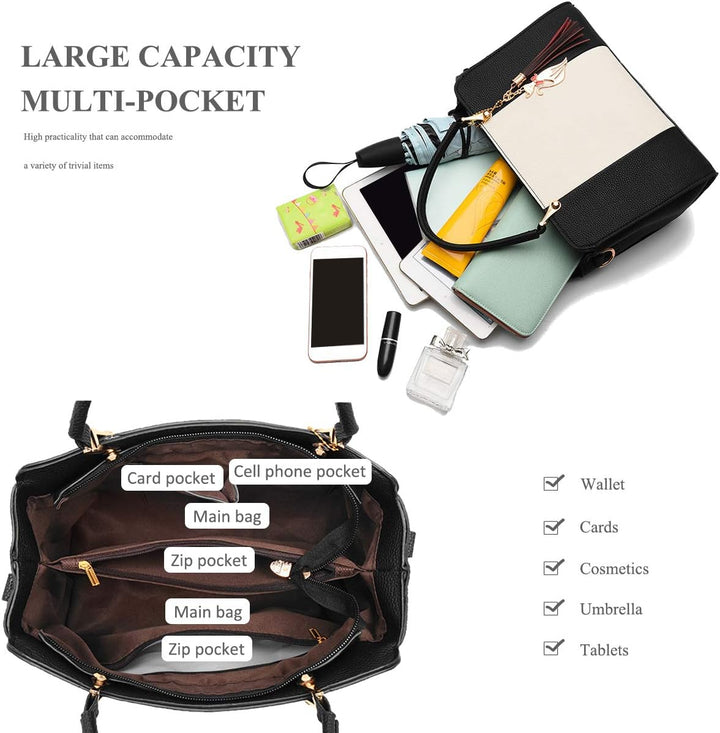 NICOLE &amp; DORIS Damen Handtaschen Quasten Taschen Reissverschluss Schultertaschen Einkaufstasche Umhä