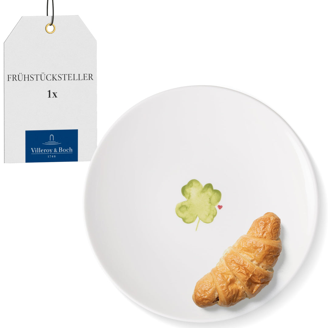 Villeroy & Boch – With Love Frühstücks-/ Dessertteller "Good Luck" Weiss, Spülmaschinenfest, Mikrowe