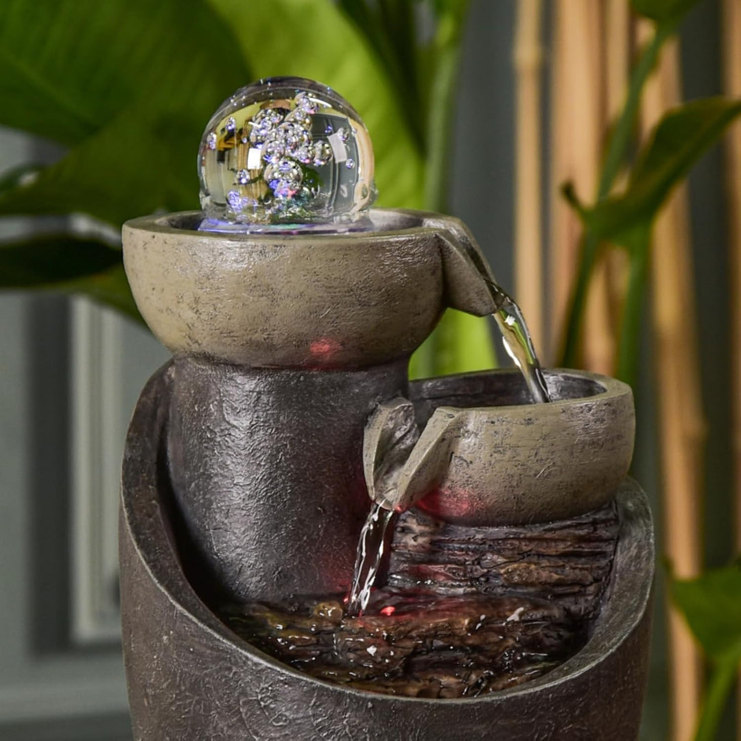 Innenbrunnen Kaskaden Glas Wasserwassereffekt Natursteinlicht LED Bunte LED, Tischbrunnen, aussergew