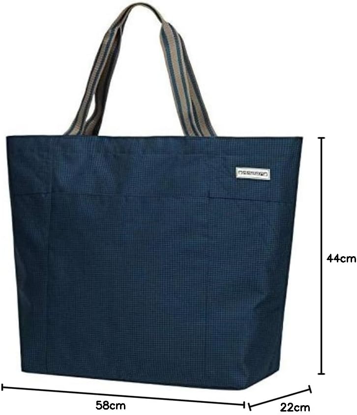 anndora XXL Shopper Blau Hahnentritt - Strandtasche 40 Liter Schultertasche Einkaufstasche, Blau Hah
