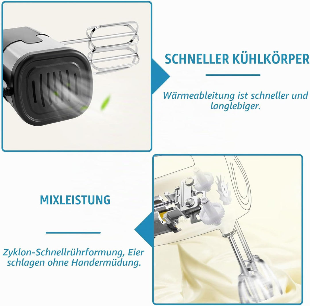 Handmixer, 800W 5 Geschwindigkeiten Mixer Handrührer, Elektrisch Handrührgerät Rührgerät Handmixer m