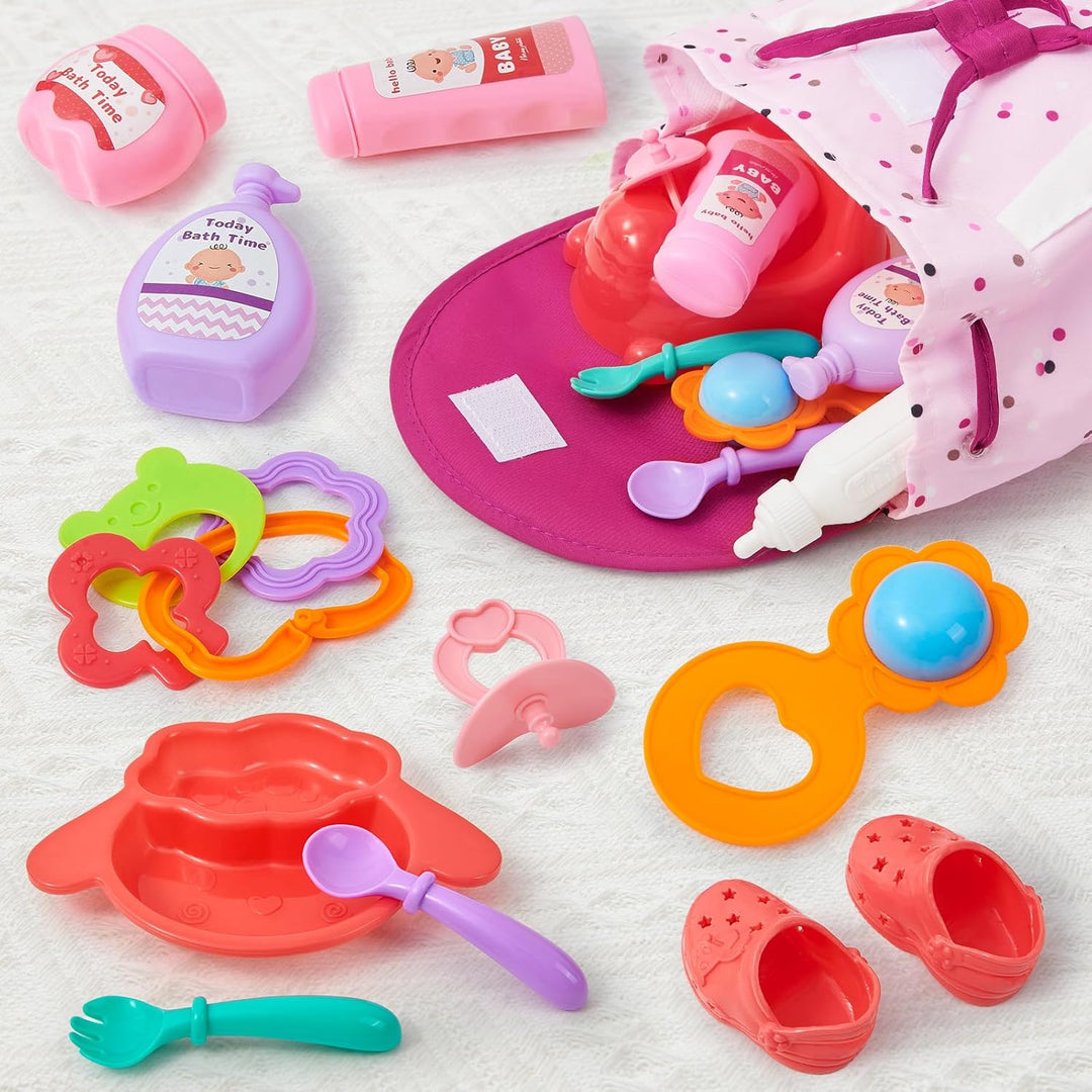 G.C Puppenzubehör Spielzeug Geschenk Mädchen, 36 cm Babypuppe &amp; Rucksack &amp; Puppenkleidung &amp; Töpfchen