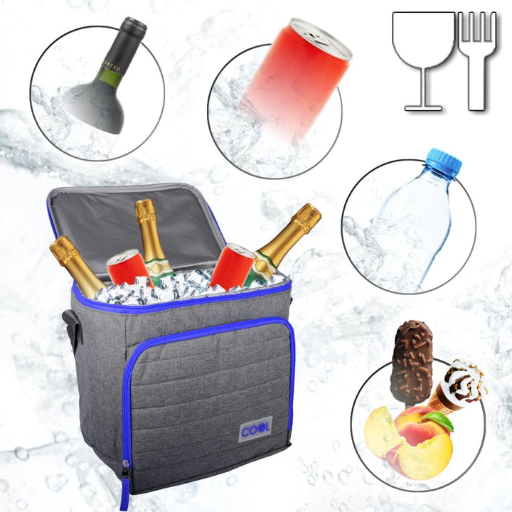 18 Liter Kühltasche Thermotasche Einkauf Picknick Schwimmbad Tasche Isoliertasche Grau-Blau, Grau-Bl