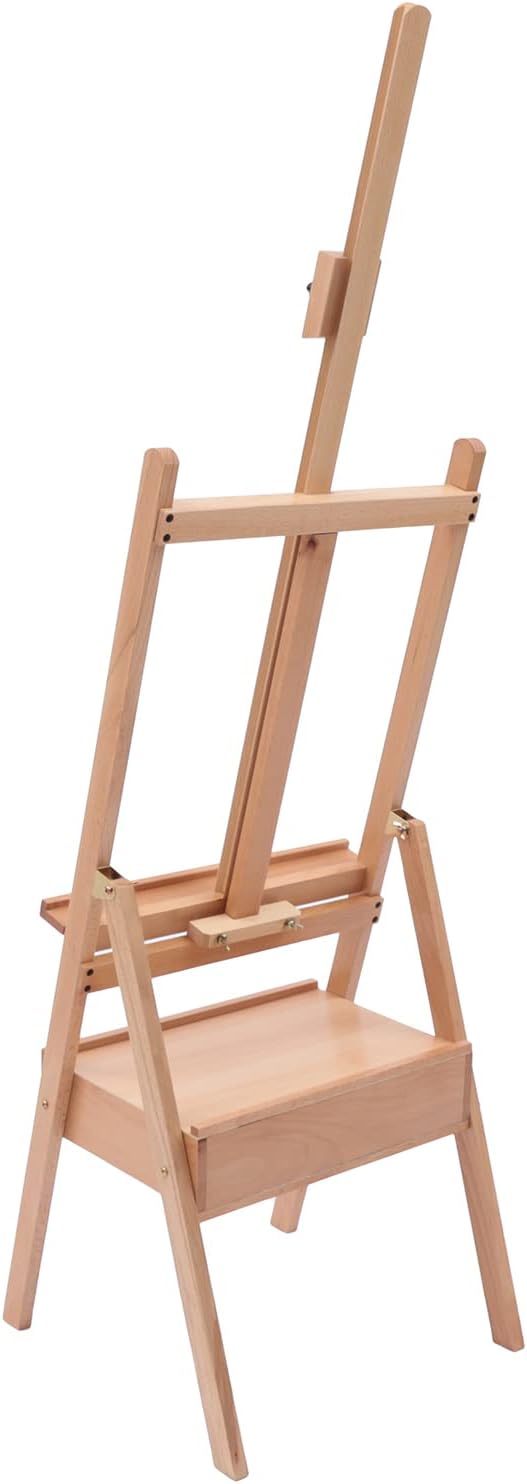 Staffelei Holz Gross Stabil mit Ablage, 154-198cm Verstellbar Höhe Klappbare Holzstaffelei für Künst