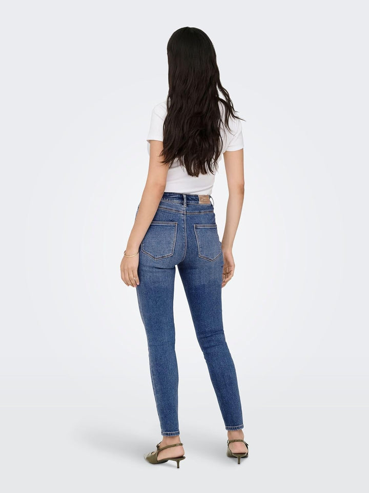 ONLY Female Skinny Jeans ONLBLUSH Mittlere Taille Skinny Fit Jeans 25W / 30L Blau (Medium Blue Denim