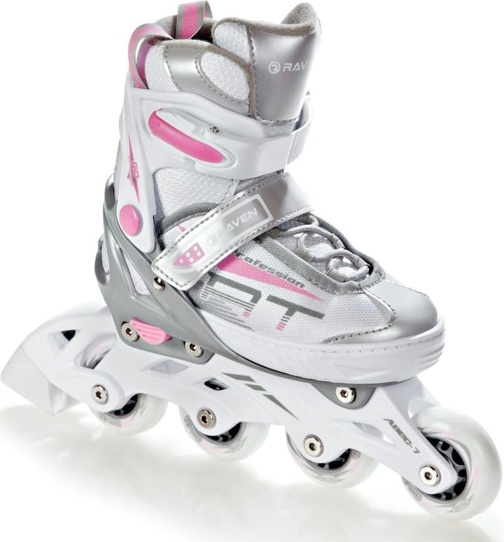 3in1 Inline Skates Inliner Triskates Rollschuhe Raven Profession Weiss/Rosa 35-39(23cm-25,5cm), Weis