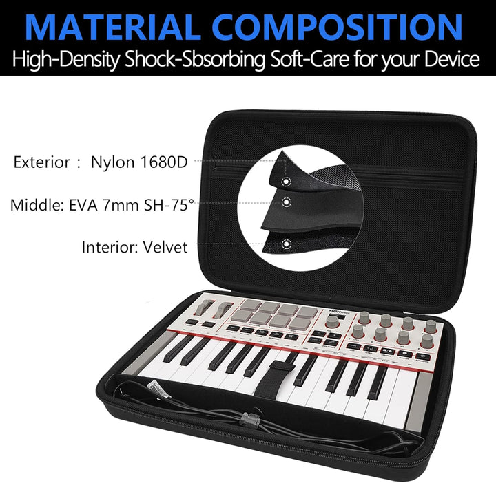 Musiin Hardshell Case for Arturia MiniLab 3/MiniLab MkII 25 Slim-Keyboard Controller & Arturia Midi