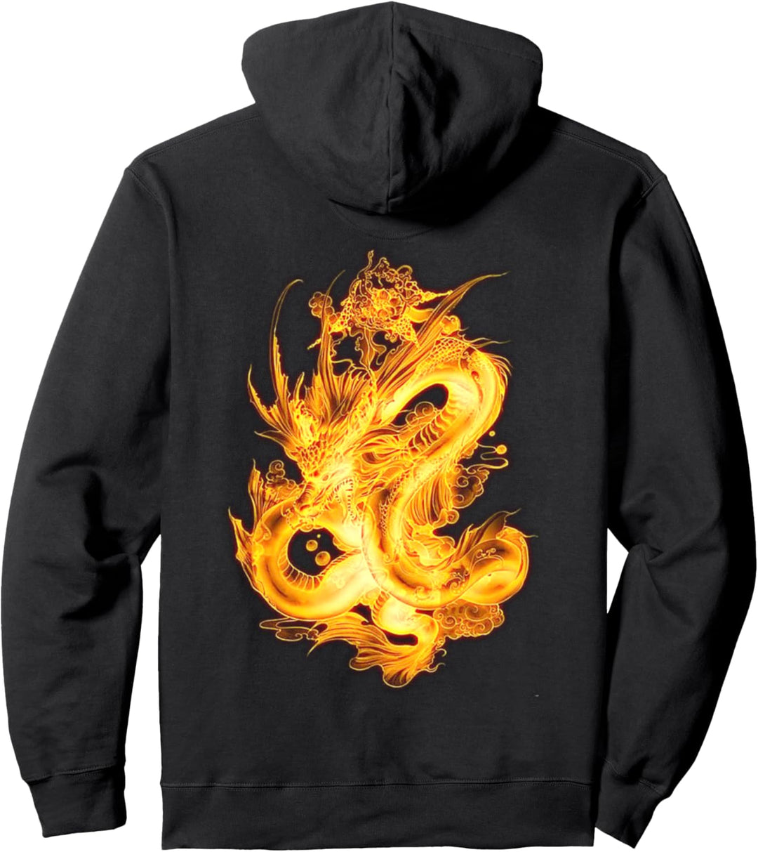 Feuerdrache Goldene chinesische Mandarine Pullover Hoodie