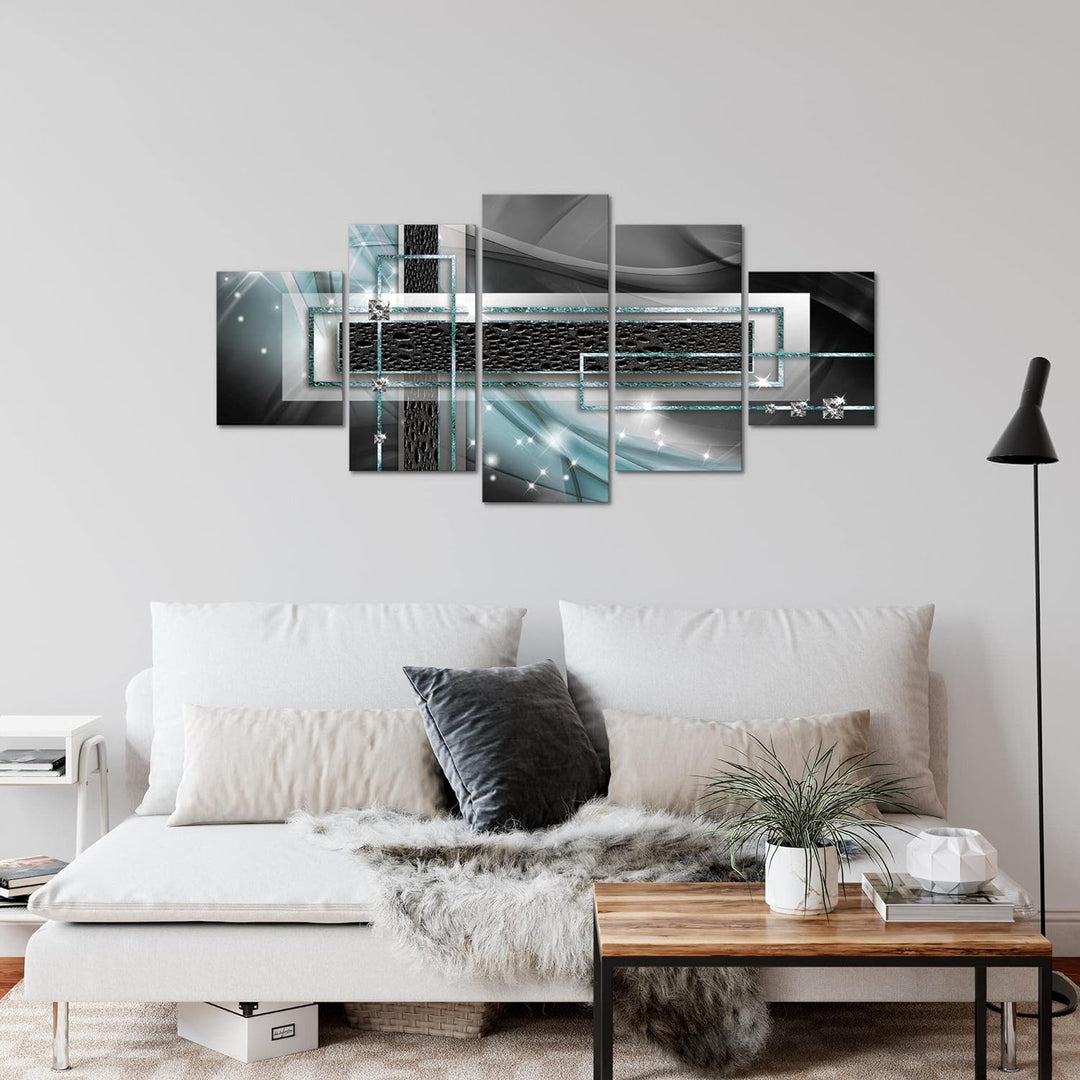 Runa Art Wandbilder Abstrakt 5 Teilig Bild auf Vlies Leinwand Deko Wohnzimmer Schlafzimmer Diamant G