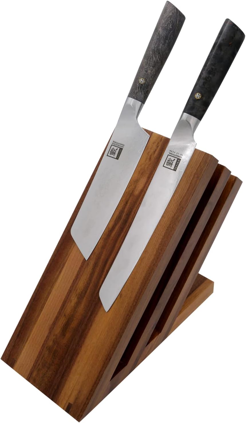 Zayiko exklusiver hochwertiger Design Messerblock Messerbrett Fächer ohne Messer für bis zu 6 Kochme