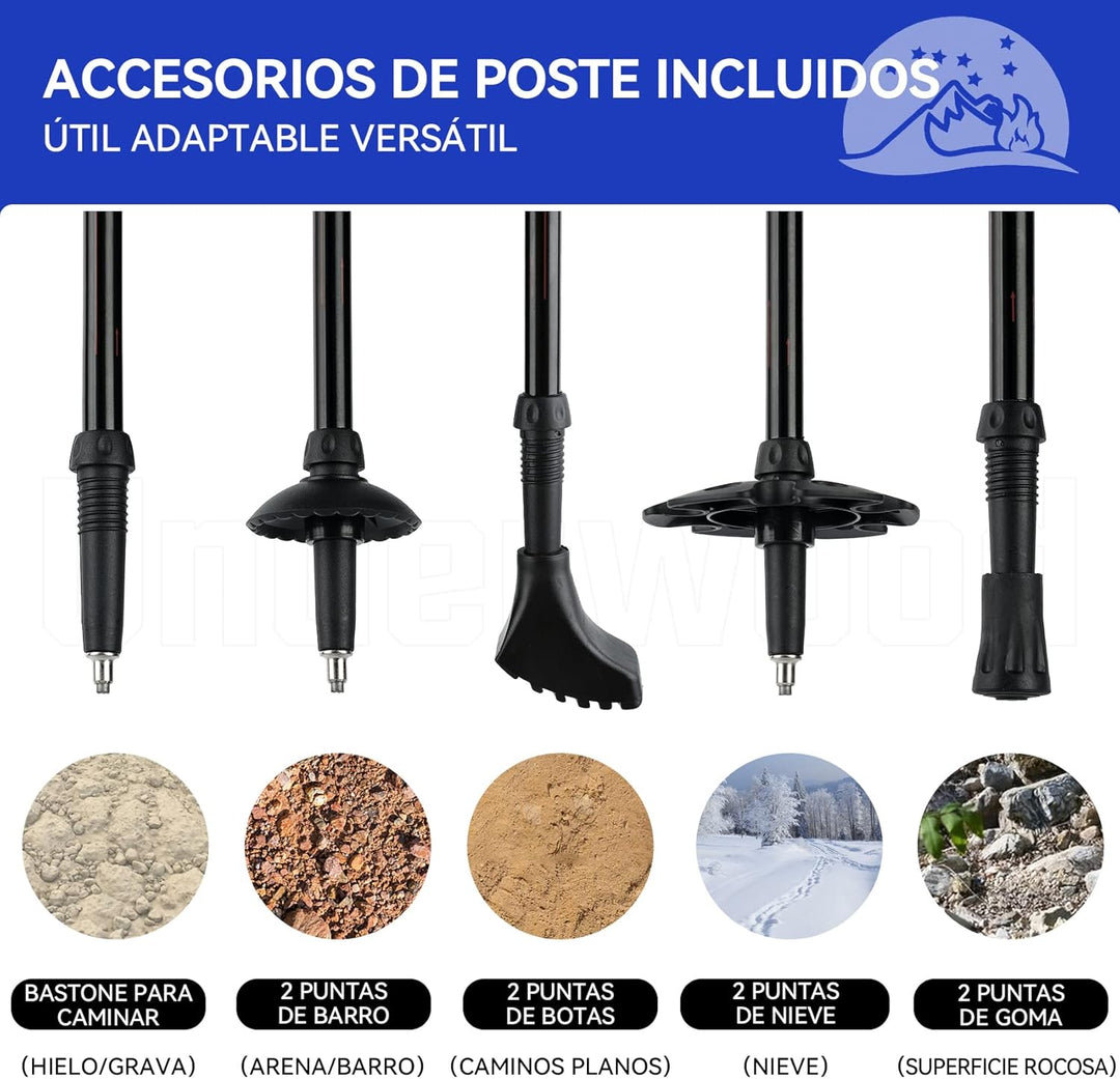 Nordic Walking Stick für Damen und Herren, Teleskop 2 Stück Wanderstöcke für Trekking, Aluminium Wan