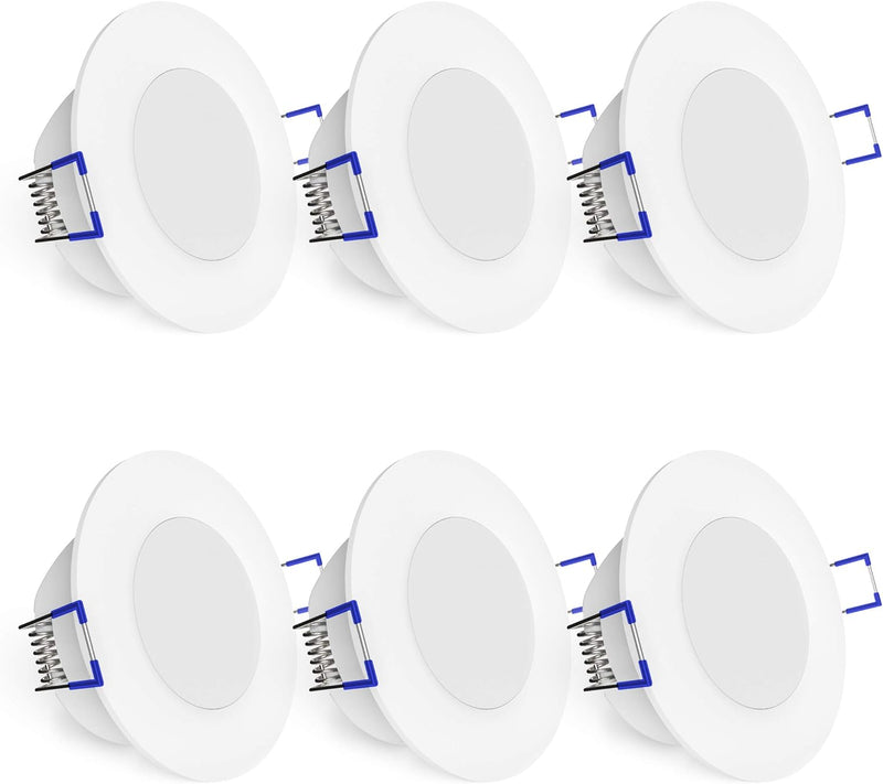 linovum WEEVO 6 Stück dimmbare Bad LED Einbauleuchten IP44-6,5W warmweiss - runde Deckenspots 230V m