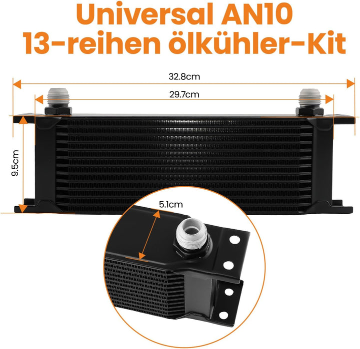 maXpeedingrods Ölkühler 13 reihe AN10 Universal Motor Getriebe Ölkühler 3/4 "UNF16 Schläuche Kit sch