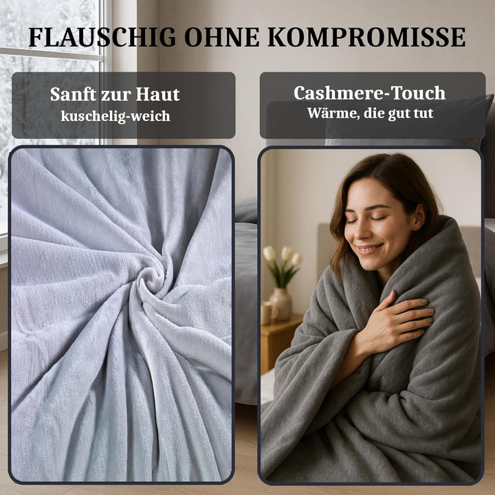 MALIKA Winter Plüsch Bettwäsche Nicky-Teddy Cashmere Coral Fleece 135x200 155x220 200, Grösse:135 x