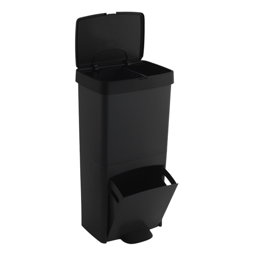 SP Berner – Recycling-Abfalleimer 70 l mit Pedal – 3 Fächer (30 l + 10 l + 30 l) – Ideal für Küche,