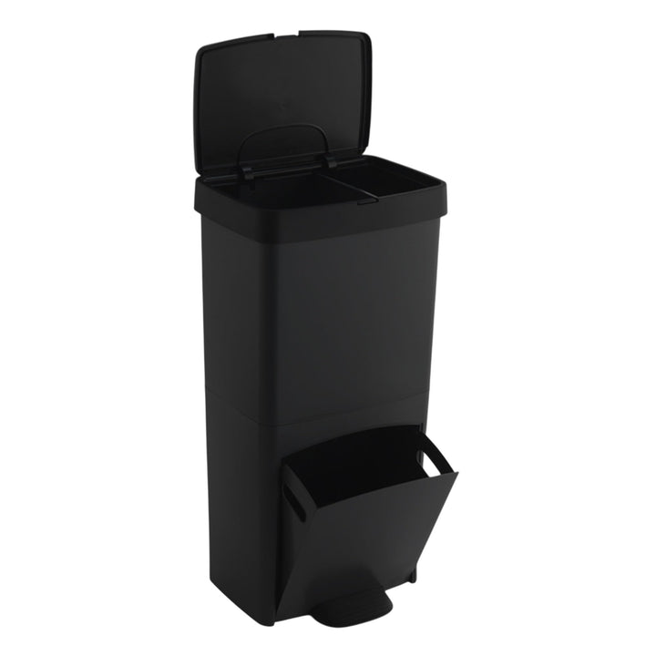 SP Berner – Recycling-Abfalleimer 70 l mit Pedal – 3 Fächer (30 l + 10 l + 30 l) – Ideal für Küche,