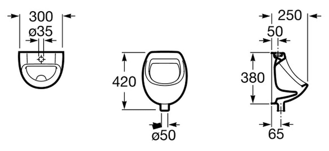 VBChome- Set: Urinal Zulauf Oben Weiss Modern Hochwertig Keramik Pinkelbecken senkrecht Pissoir Mini