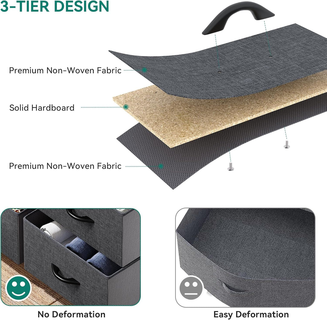 YITAHOME Kommode mit Schubladen, Schrank mit 7 Schubladen aus Stoff, Aufbewahrungskommode Industrial