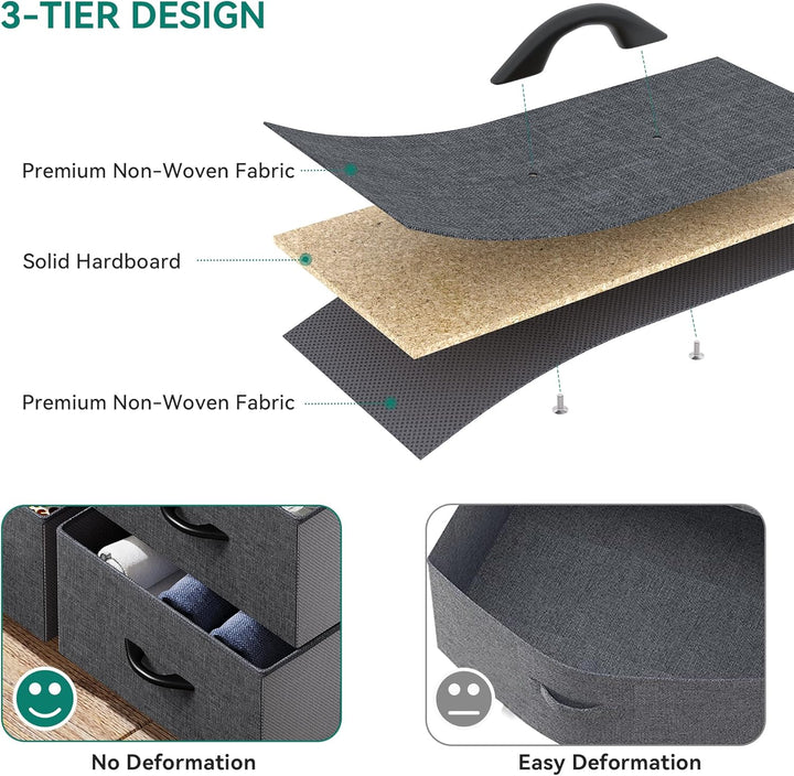 YITAHOME Kommode mit Schubladen, Schrank mit 7 Schubladen aus Stoff, Aufbewahrungskommode Industrial