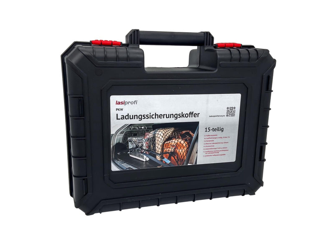 Lasiprofi PKW Ladungssicherungskoffer Set 15-teilig Spanngurt mit Ratsche, Ladungssicherung, Abdeckn