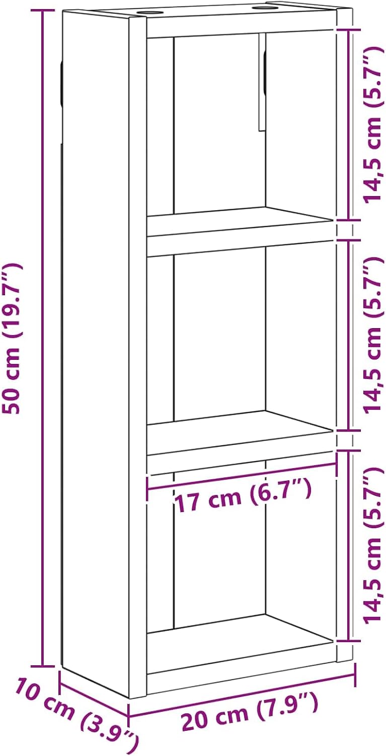 vidaXL Badezimmer-Wandschrank Altholz 20 x 10 x 50 cm Holzwerkstoff, Altholz 20 x 10 x 50 cm