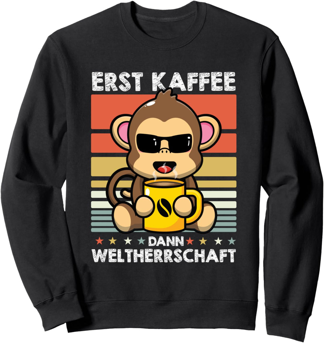 Retro Affe Kaffee Sonnenbrille Äffchen Primat - Vintage Affe Sweatshirt