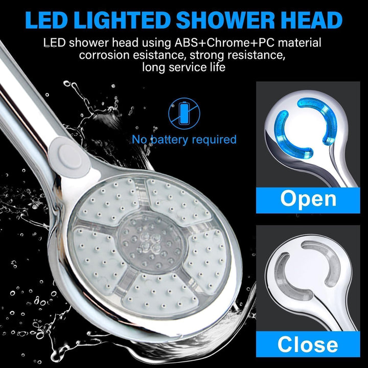 Duschkopf LED 3 Farben, 3 Duschmodi Duschkopf LED Farbwechsel Temperatur, 12.5CM Handbrause Duschkop
