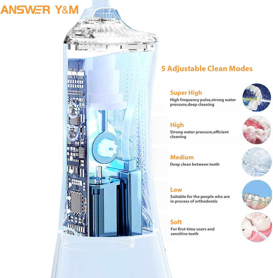 Munddusche Testsieger 2023, 300ML Munddusche Kabellos, IPX7 Water Flosser Home & Travel for Braces a