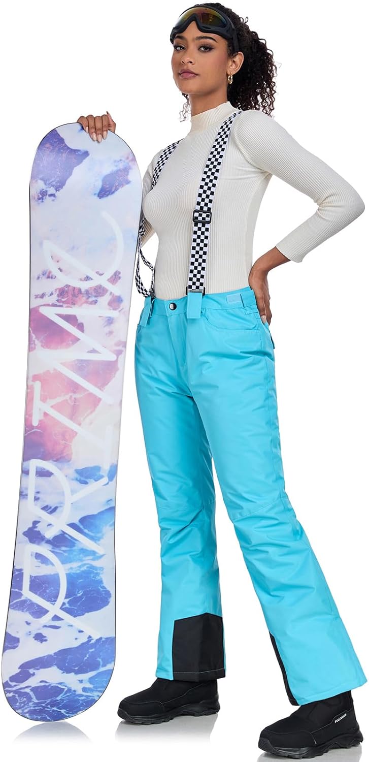ALSOGO Skihose Damen wasserdichte Professionelle Schneehose Winddichte Hosenträgerhose Winter Outdoo