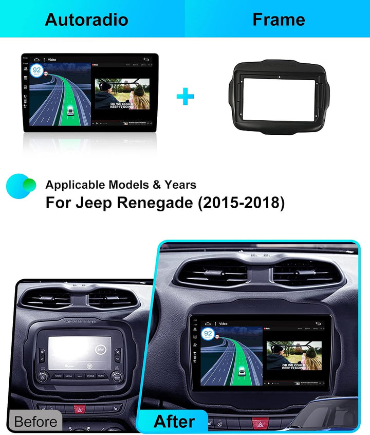 [4G+64G] Android 16 IPS Autoradio Passt für Jeep Renegade (2015-2018) - Eingebautes CarPlay Android