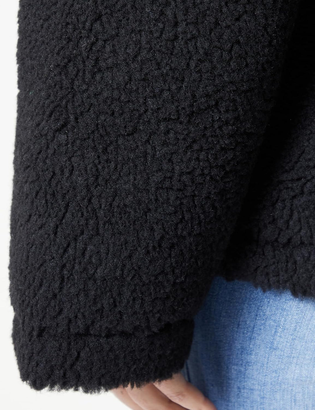 Replay Damen Jacke Kunstfelljacke aus Teddyfell, Black 098