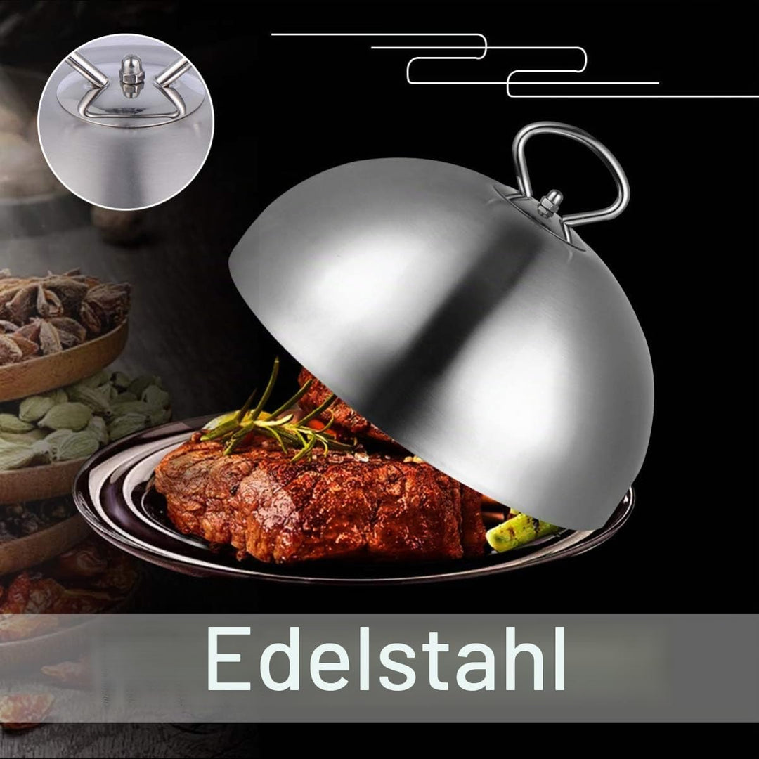 Hemoton Edelstahl Abdeckhaube 11.02In Teppanyaki Grillglocke Steakdeckel Anti-ÖL-Spritzschutz Servie
