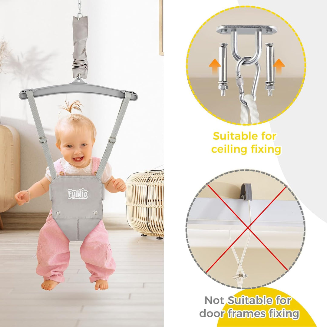 FUNLIO Baby Türhopser mit Deckenhaken für 6–24 Monate, Baby Hüpfschaukel für Drinnen und Draussen, K