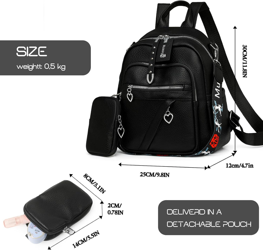 JANSBEN Leder Rucksack Damen Klein, Elegant Cityrucksack Modern Anti-Diebstahl Tagesrucksack Backpac