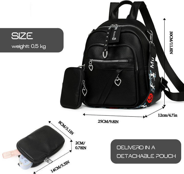 JANSBEN Leder Rucksack Damen Klein, Elegant Cityrucksack Modern Anti-Diebstahl Tagesrucksack Backpac