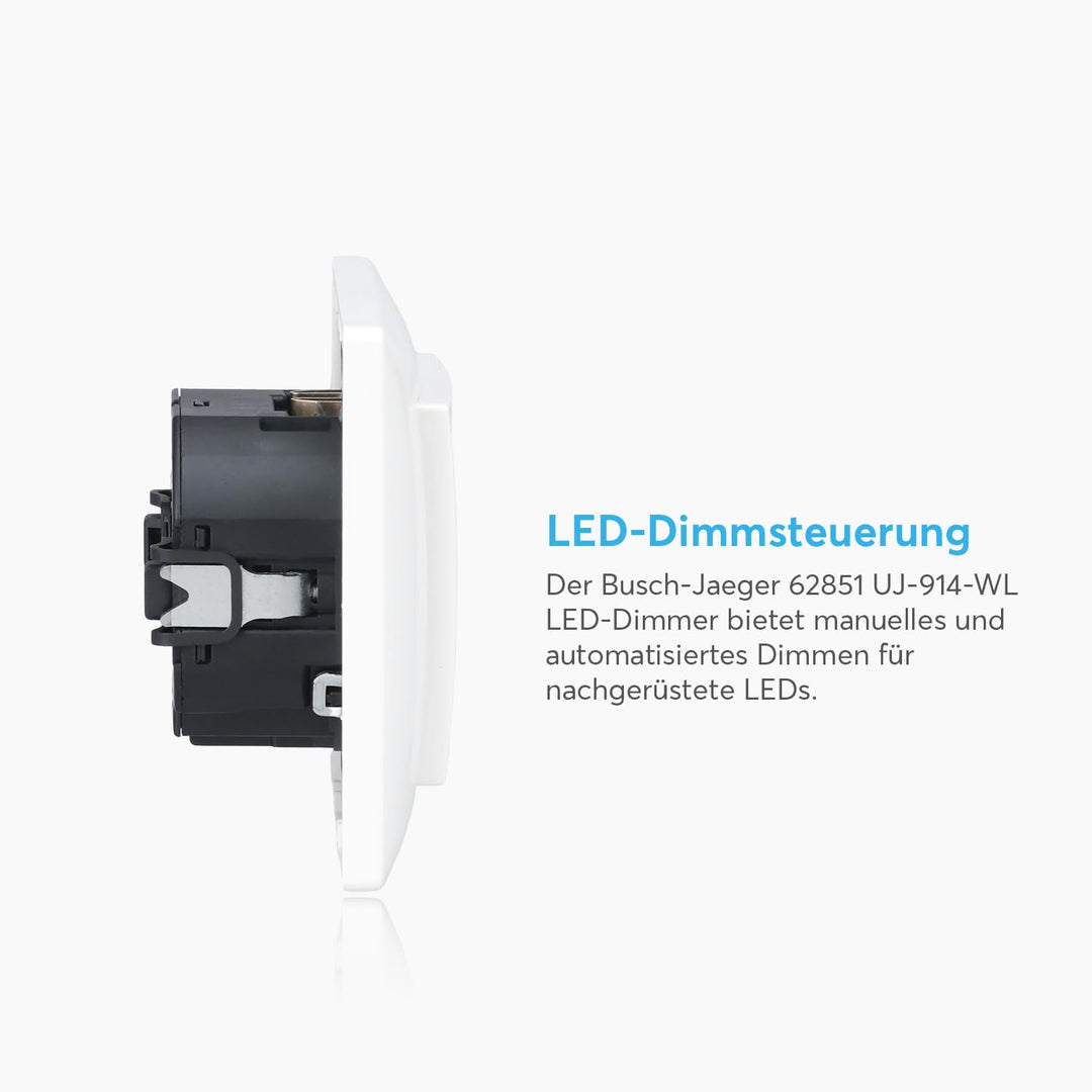 Busch-Jaeger 62851 UJ-914-WL LED-Dimmer flex Wireless Komplettset Tastdimmer-Einsatz Tastbedienfeld