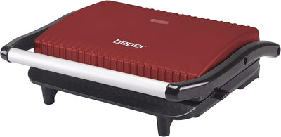 BEPER P101TOS002 Toaster Sandwichmaker, 850W, Antihaftplatte, Wärmeisolierender Griff, Rot