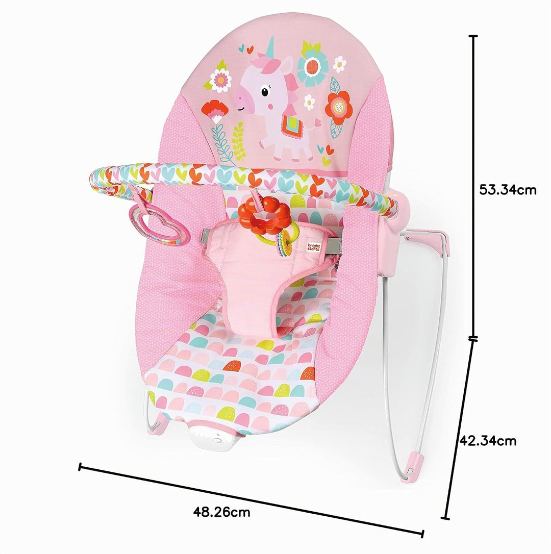 Bright Starts, Babywippe, Fancy Fantasie mit Beruhigenden Vibrationen, Maschinenwaschbarem Sitzpolst