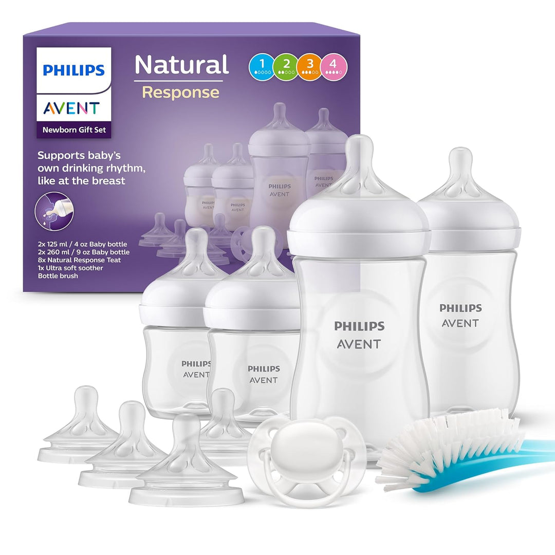 Philips Avent Babyflaschen Natural Response, Geschenkset für Neugeborene – Babys von 0–12 Monaten un