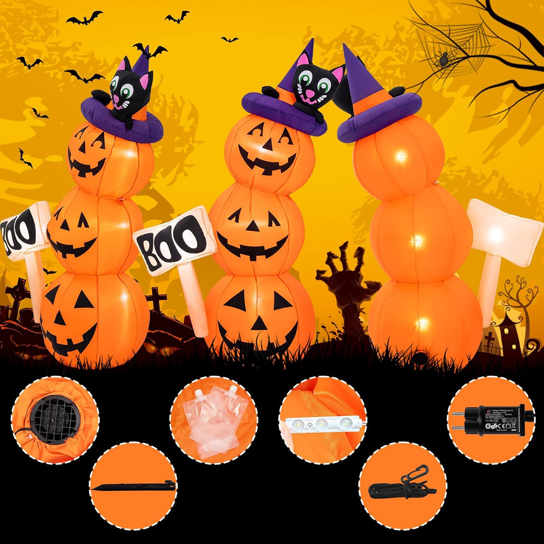 Solpex Halloween deko Aufblasbar Kürbis Geist Dekoration 150 cm Eingebaute LEDs Aufblasbare Hallowee